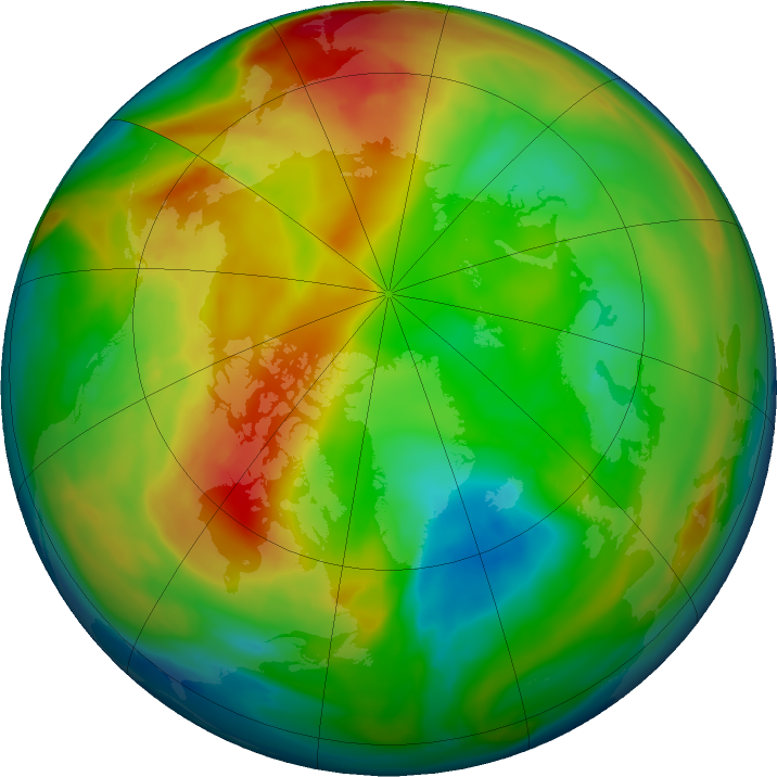Arctic ozone map for 25 January 2023